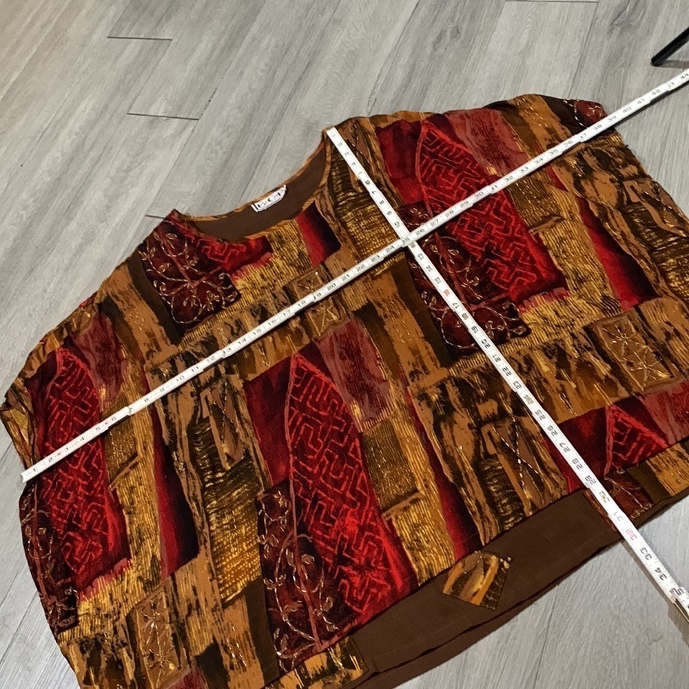 Bop Fall Multiple Print Overlay Beaded Pull-Over … - image 8